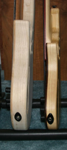 And not only is the Anne a wide bass, it's also a thick one. Here it is compared to one of my other basses.